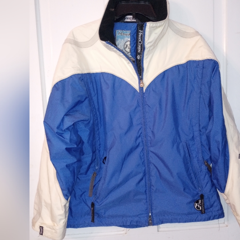 Hardcorps woman's ski jacket size 10. Blue and white